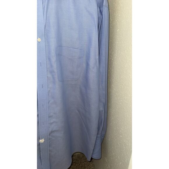 Roundtree & Yorke Gold Label Shirt Mens 16.5/34 Blue Cotton Non Iron Long Sleeve - Picture 5 of 6